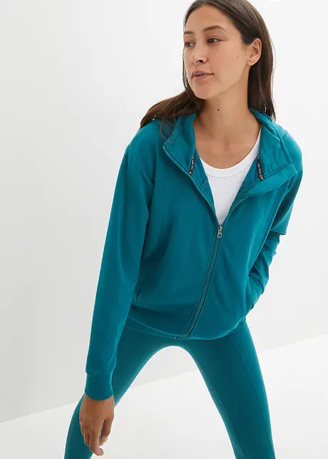 Ultrasoft sweatjakke med hette, med modal, bonprix