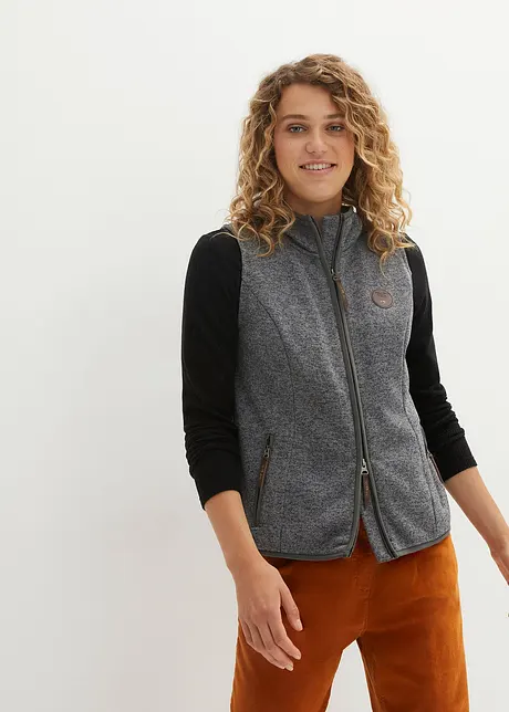 Fleece-vest  med kanter i kontrastfarge, bonprix