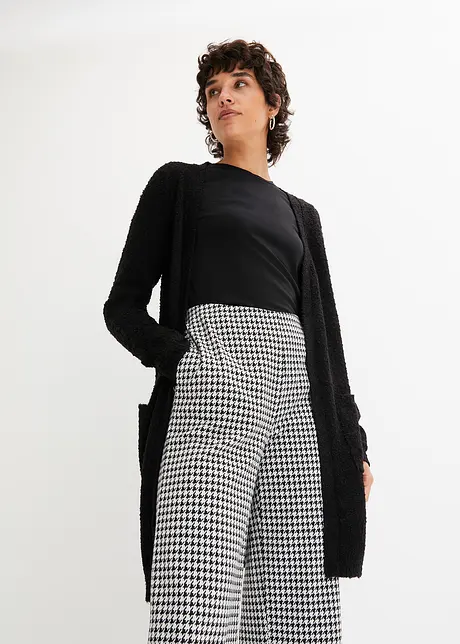 Lang bouclé-strikkejakke, bonprix