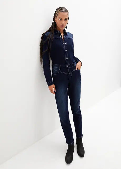 Stretch-termojeans-jumpsuit med myk innside, John Baner JEANSWEAR