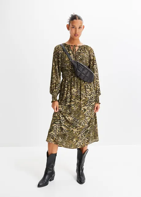 Midikjole med animal-print, RAINBOW