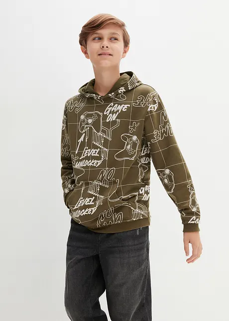 Sweatshirt med hette og print til barn, bonprix