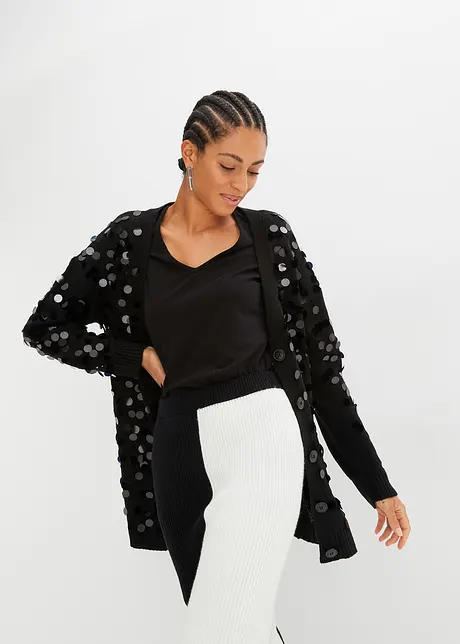Strikkejakke med paljetter, BODYFLIRT boutique