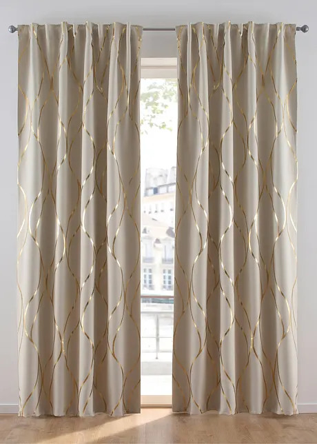 Lystett gardin med glansprint, med resirkulert polyseter (1-pack), bonprix