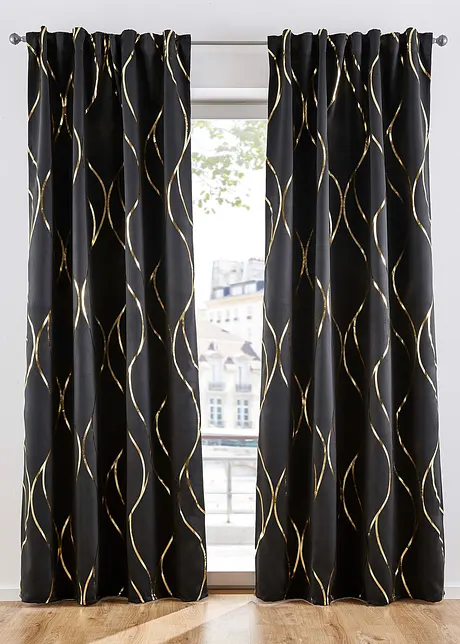 Lystett gardin med glansprint, med resirkulert polyseter (1-pack), bonprix