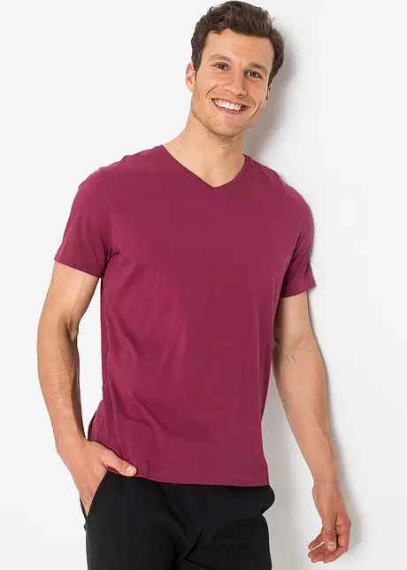 T-skjorte med V-hals (3-pack), bonprix