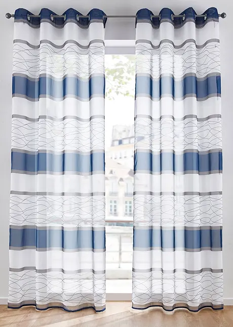 Gardin med stripe-print og resirkulert polyester (1-pack), bonprix