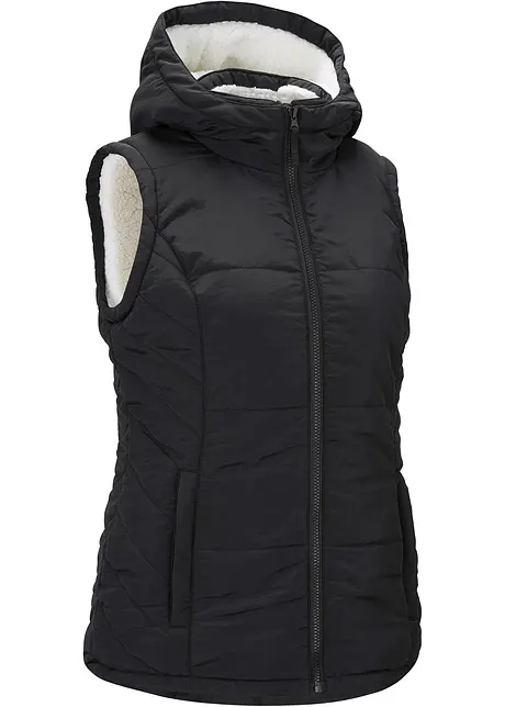 Vattert vest med teddyfôr, bonprix