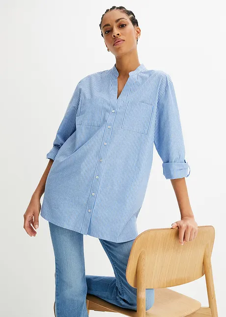 Lang bluse med ermer som kan brettes opp, bonprix