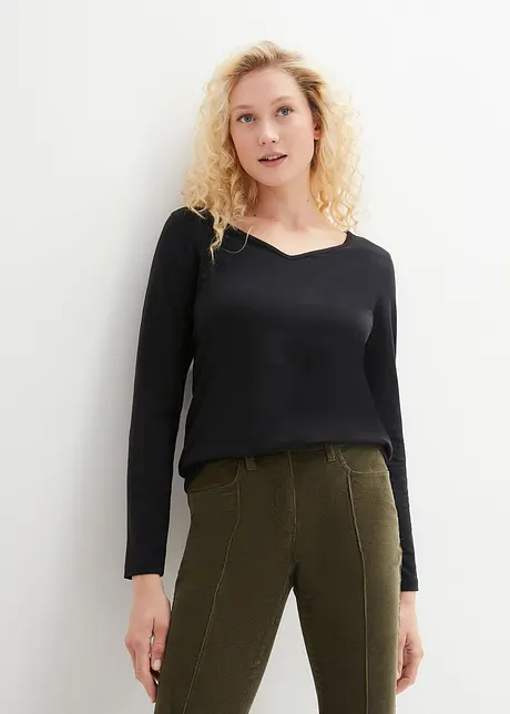 Langermet, figurnær topp (2-pack), bonprix