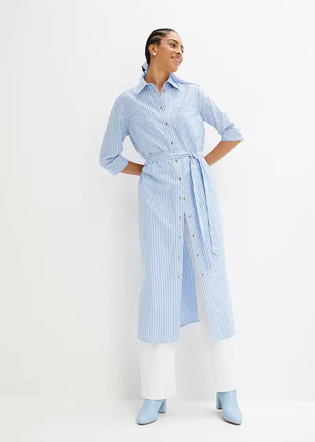 Skjortekjole med stripemønster og knytebelte, bonprix