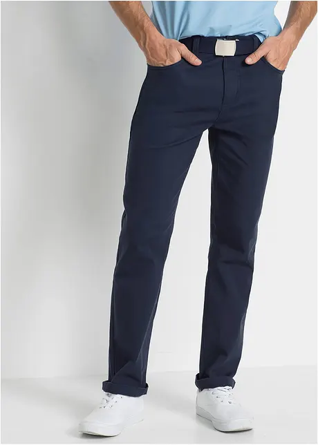 Classic Fit-bukse med stretch i 100% bomull, Straight, bonprix
