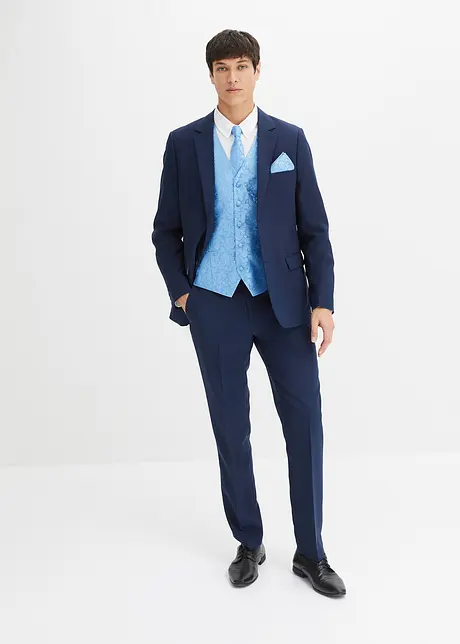 Bryllupsdress Slim Fit (5-delt sett): Blazer, bukse, vest, slips, lommetørkle, bonprix