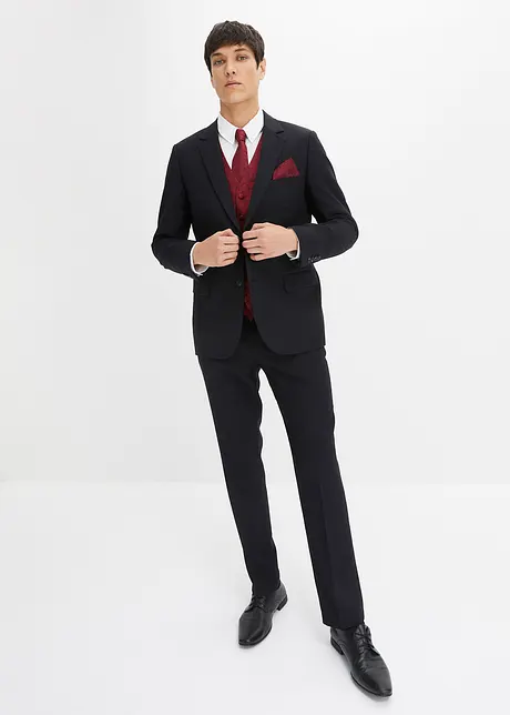 Bryllupsdress Slim Fit (5-delt sett): Blazer, bukse, vest, slips, lommetørkle, bonprix