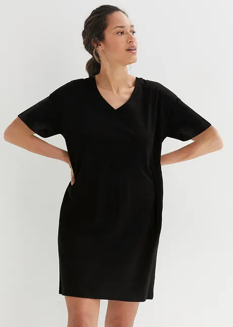 T-shirt kjole med V-utringning, oversized (2-pack), bonprix