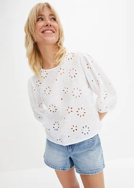 Bluse med hullmønster, bonprix