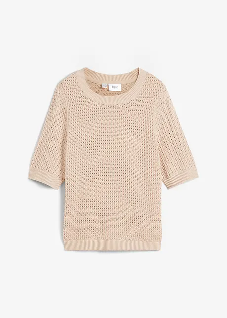 Strikket topp, halvlang arm, bonprix