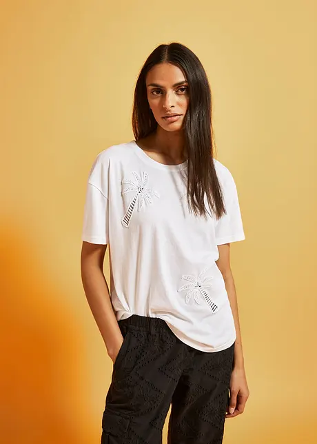 T-skjorte med applikerte blonder, bonprix