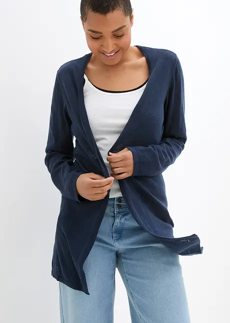 Cardigan i ren bomullsslub, bonprix