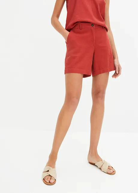 Shorts med rett passform med lin, bpc bonprix collection