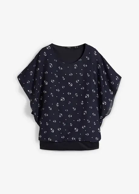Kortermet georgette-bluse, bonprix
