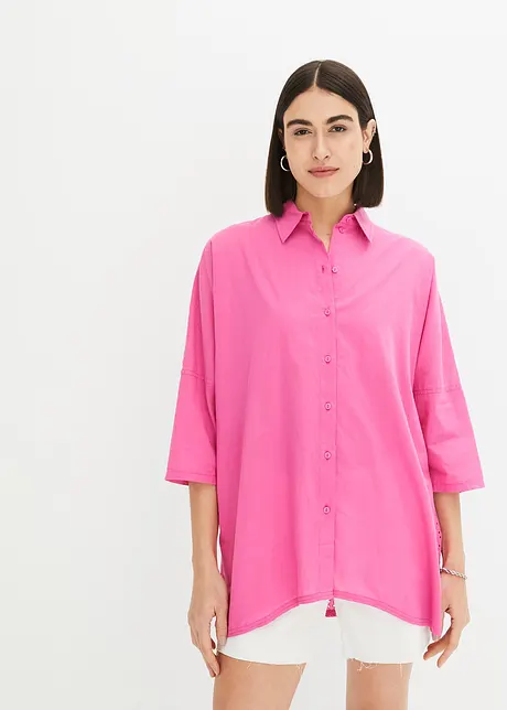 Oversized bluse med blonderygg, bonprix