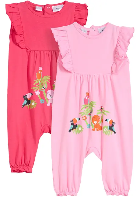 Jumpsuit av økologisk bomull til baby (2-pack), bpc bonprix collection