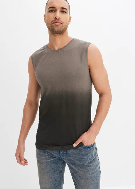 Singlet med fargegradering av økologisk bomull, Slim Fit, bonprix