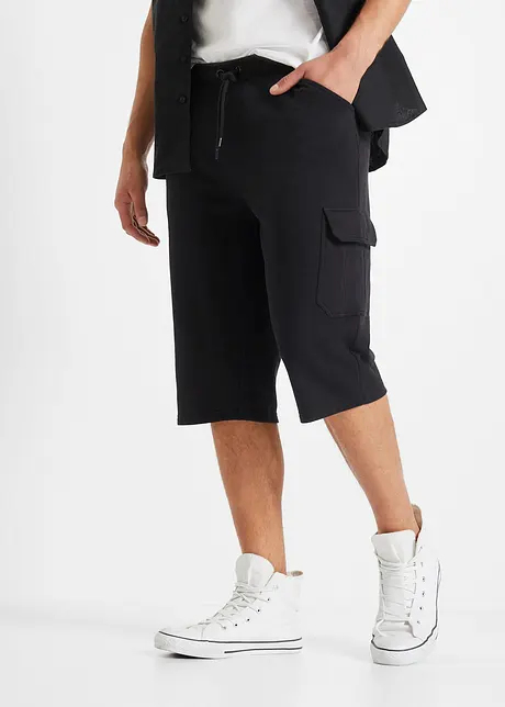 Lang cargo-bermudashorts i bomullstrikot, Regular Fit, bonprix