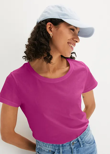 Topp med rund hals, kort arm (5-pack), bonprix