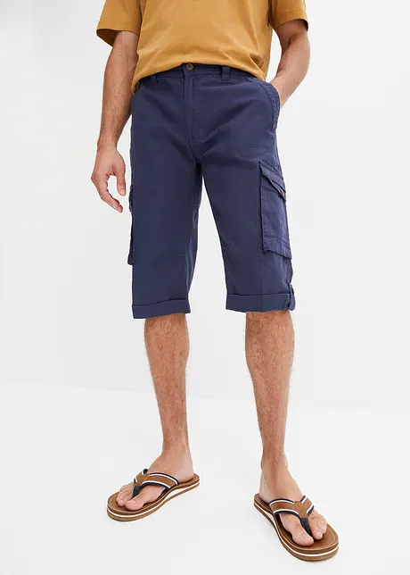Lang bermudashorts med lin og cargolommer, Regular Fit, bonprix