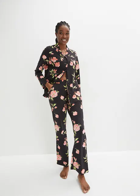 Pyjamas med knappestolpe og stikklommer, bonprix