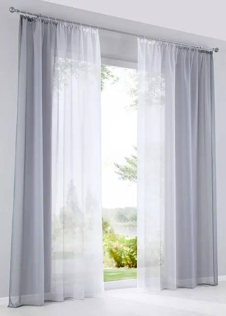 Gardin med resirkulert polyester og fargegradering (2-pack), bonprix