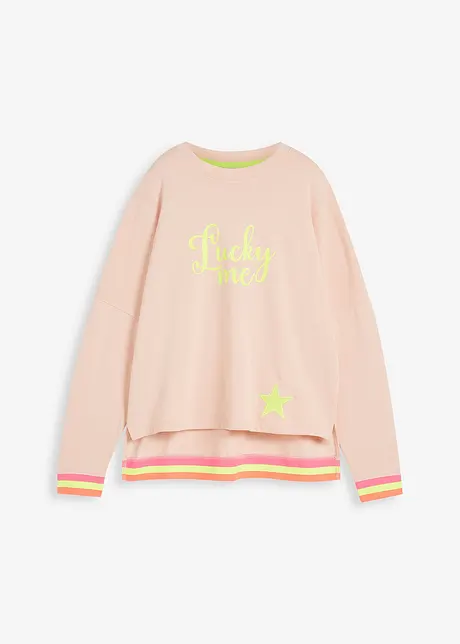 Oversized sweatshirt med fargerike ermekanter, bonprix