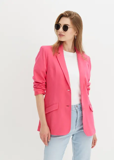 Lang blazer i bomullsjersey, bonprix