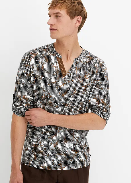 Henley-shirt med oppbrettbare ermer, bonprix