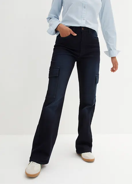 Cargo-jeans, High Waist, komfortlinning, bonprix