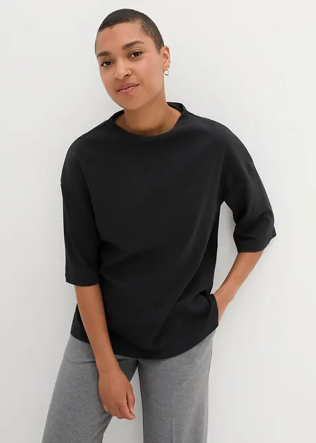 Oversized shirt med ståkrage av interlock, bonprix