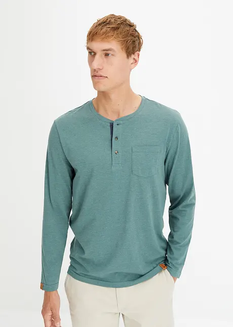 Henley-shirt, langermet, av økologisk bomull, bonprix