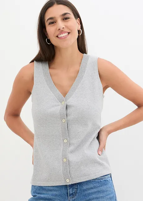 Finstrikket vest med knapper, bonprix