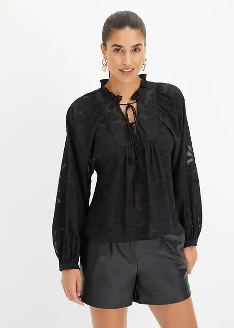 Bluse med volumermer, bonprix