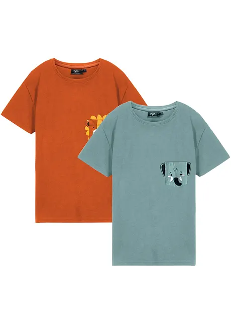 T-shirt av økologisk bomull til barn (2-pack), bpc bonprix collection