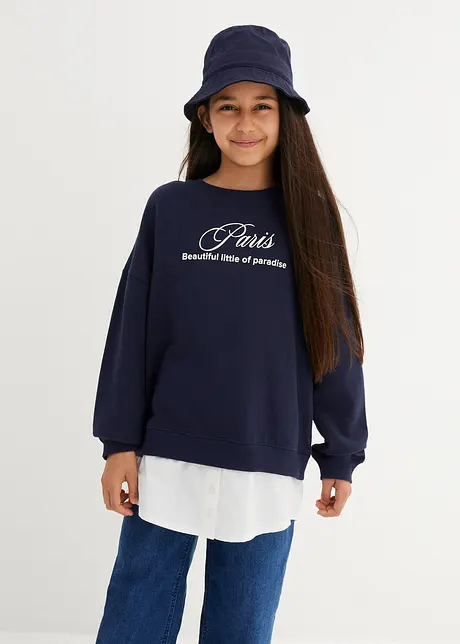 Sweatshirt med blusebesetning til barn, bonprix