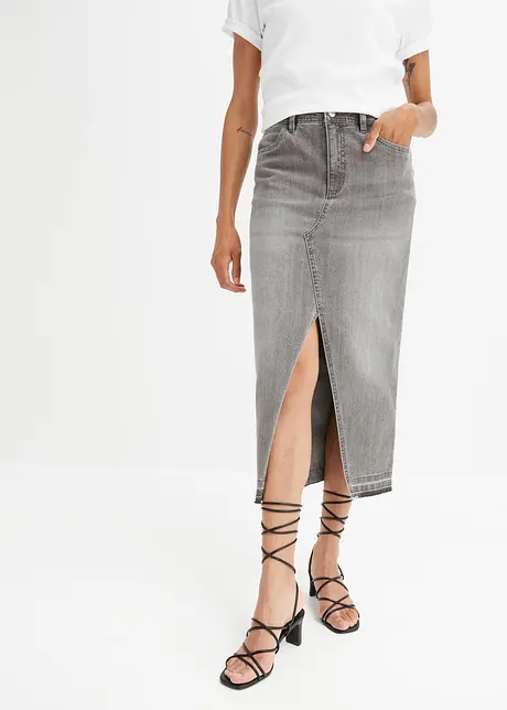 Jeansskjørt med splitt, bonprix