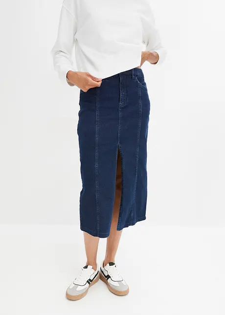 Midi-jeansskjørt med splitt, bonprix