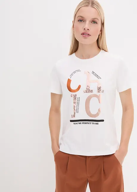 T-shirt med glitterprint, bonprix