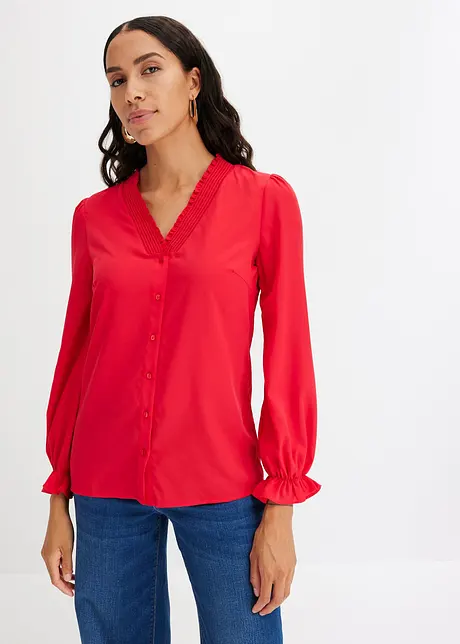 Bluse med smock-detalj, bonprix