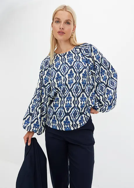 Satengbluse med print, bonprix