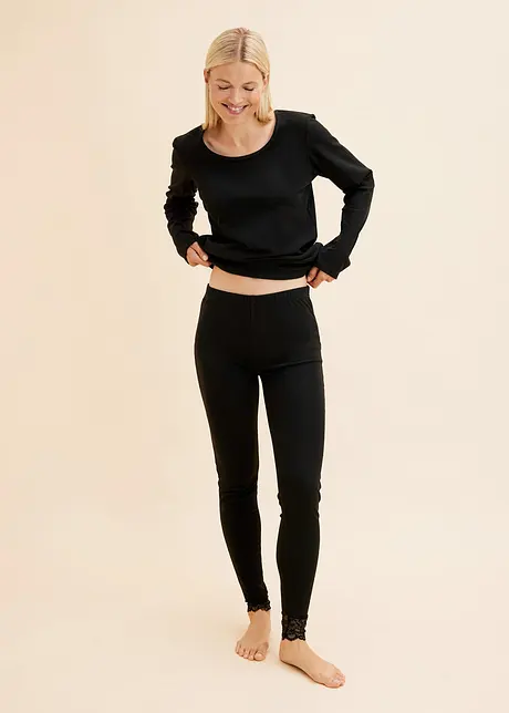 Termo-pyjamas med leggings og blonde, bonprix