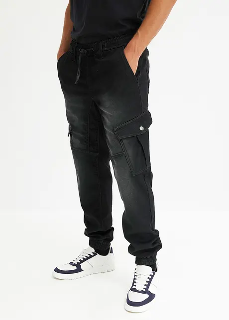 Regular Fit sweat-jeans med cargolommer, Straight, bonprix